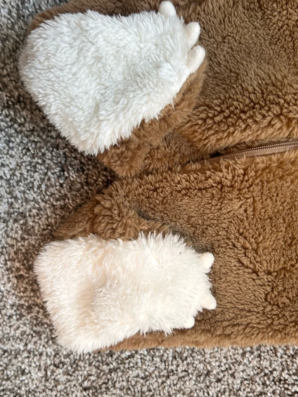 NEW Carter's Brown Plush Hooded Baby Snowsuit